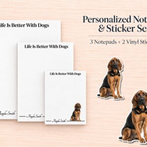 Bloodhound Stationery Gift Box | Personalized Notepads and Vinyl Dog Stickers