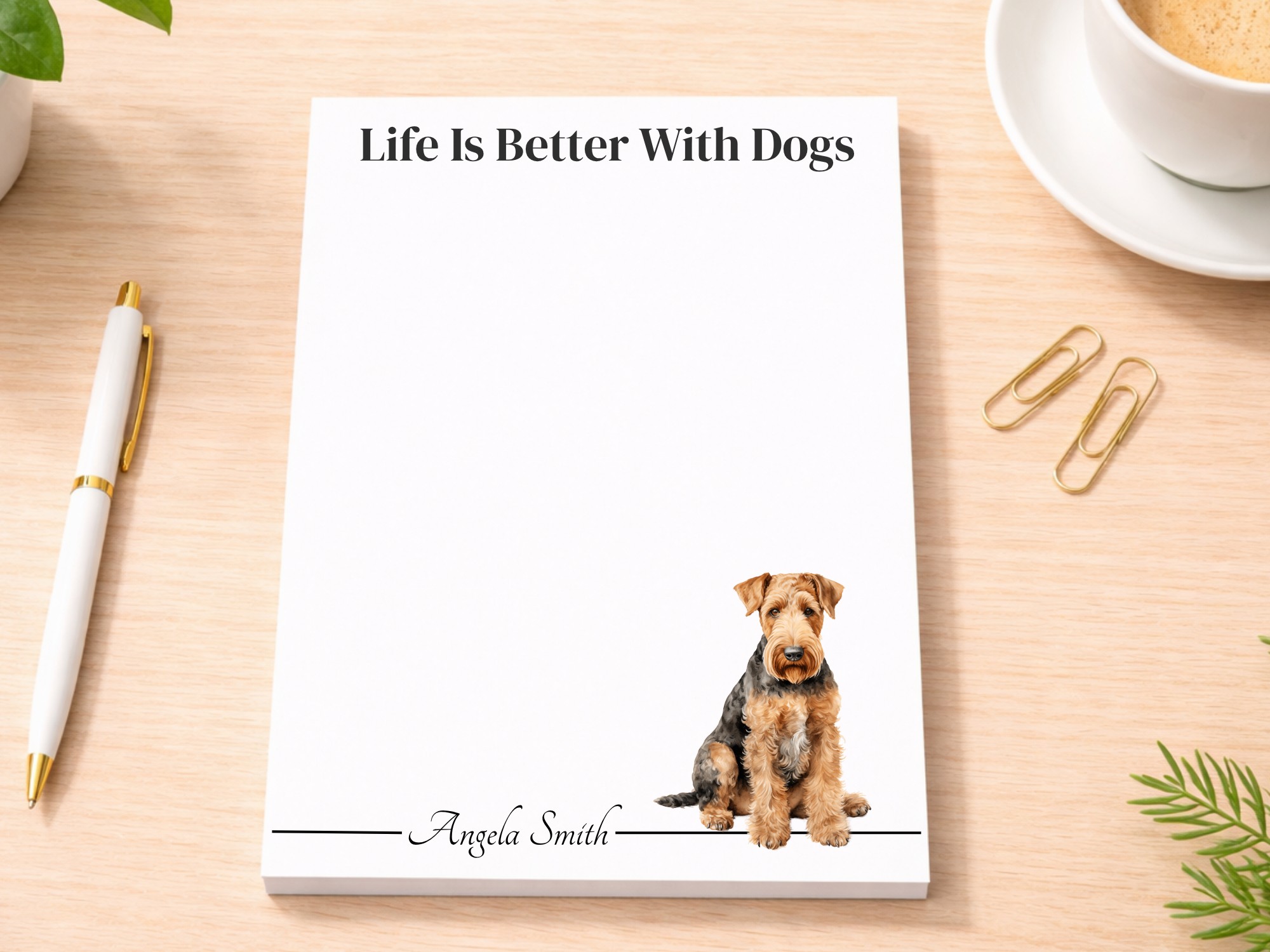 Personalized Airedale Notepad | Lined or Unlined