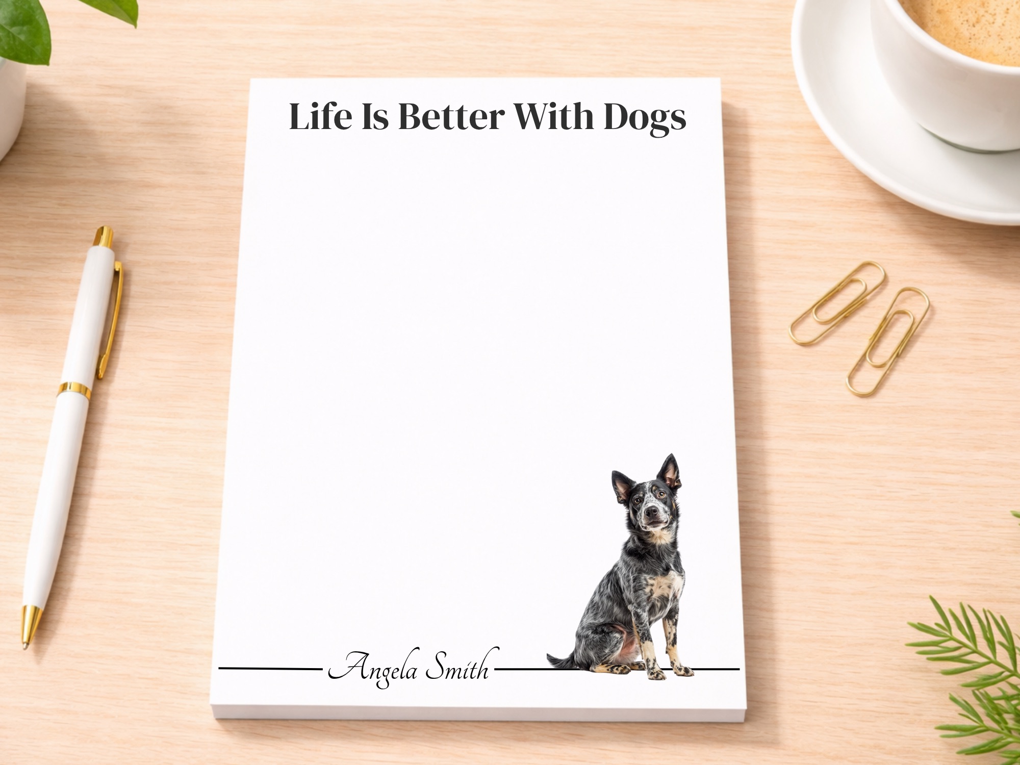 Personalized Australian Cattle Dog Notepad - Blue | Lined or Unlined