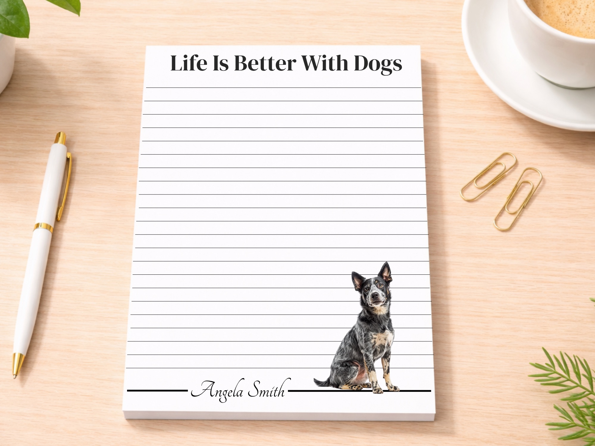 Personalized Australian Cattle Dog Notepad - Blue | Lined or Unlined