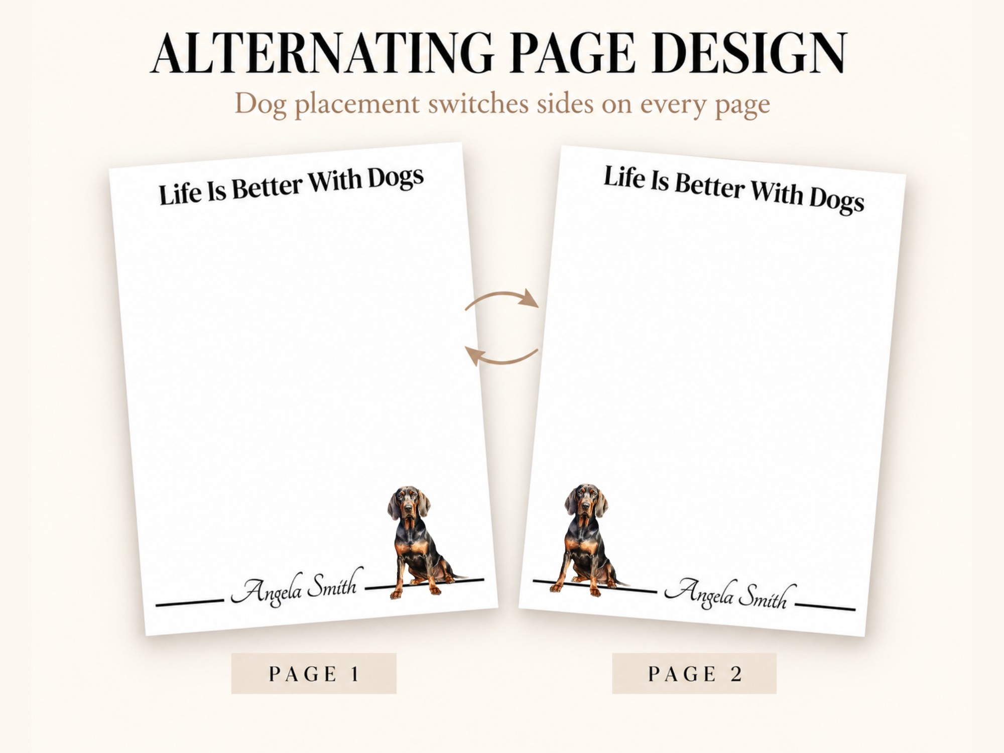 Black and Tan Coonhound Stationery Gift Box | Personalized Notepads and Vinyl Dog Stickers