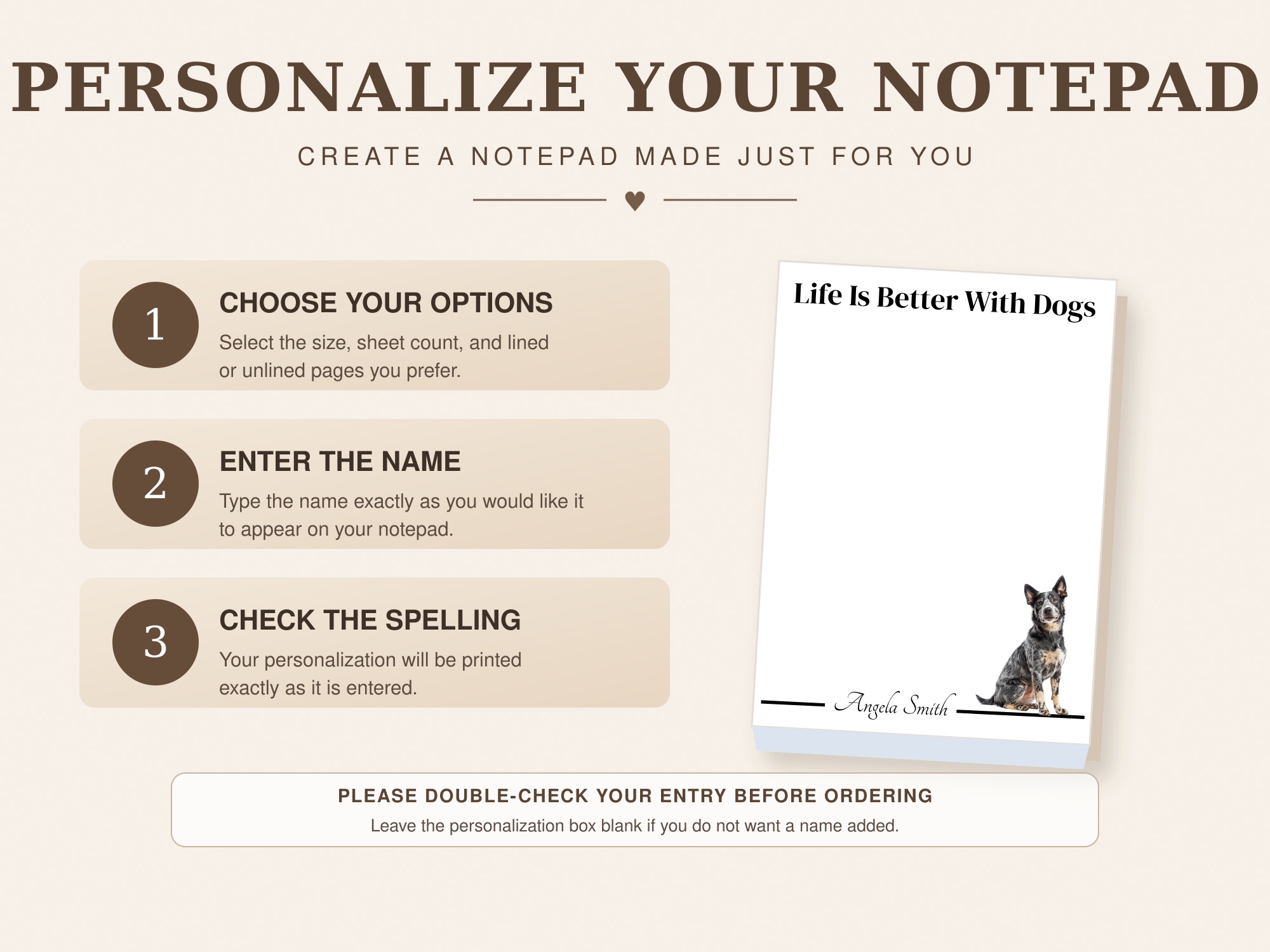 Personalized Australian Cattle Dog Notepad - Blue | Lined or Unlined