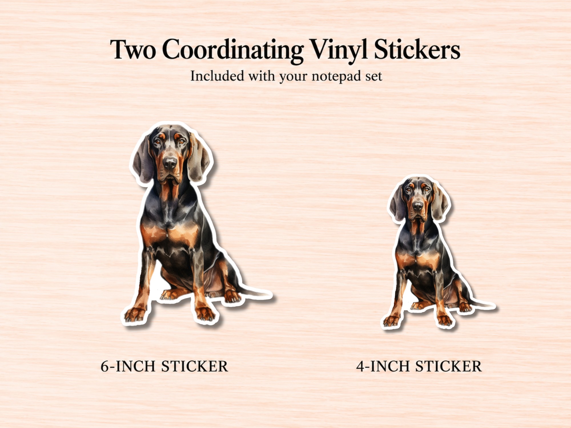 Black and Tan Coonhound Stationery Gift Box | Personalized Notepads and Vinyl Dog Stickers