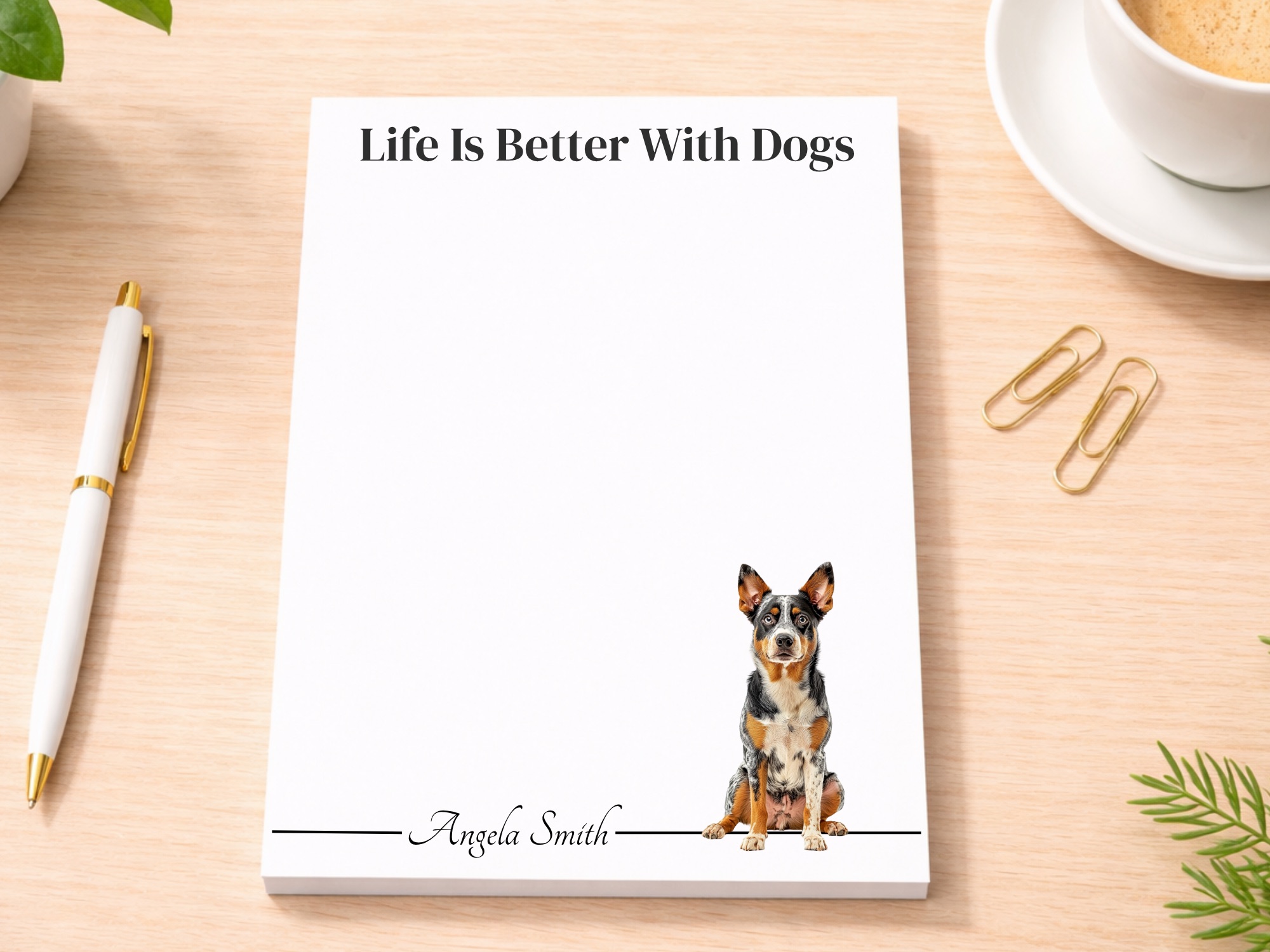 Personalized Australian Cattle Dog Notepad - Red | Lined or Unlined