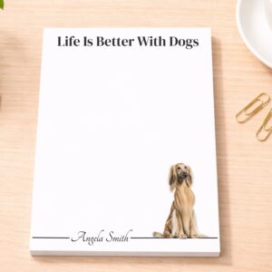 Personalized Afghan Hound Notepad - Cream | Lined or Unlined