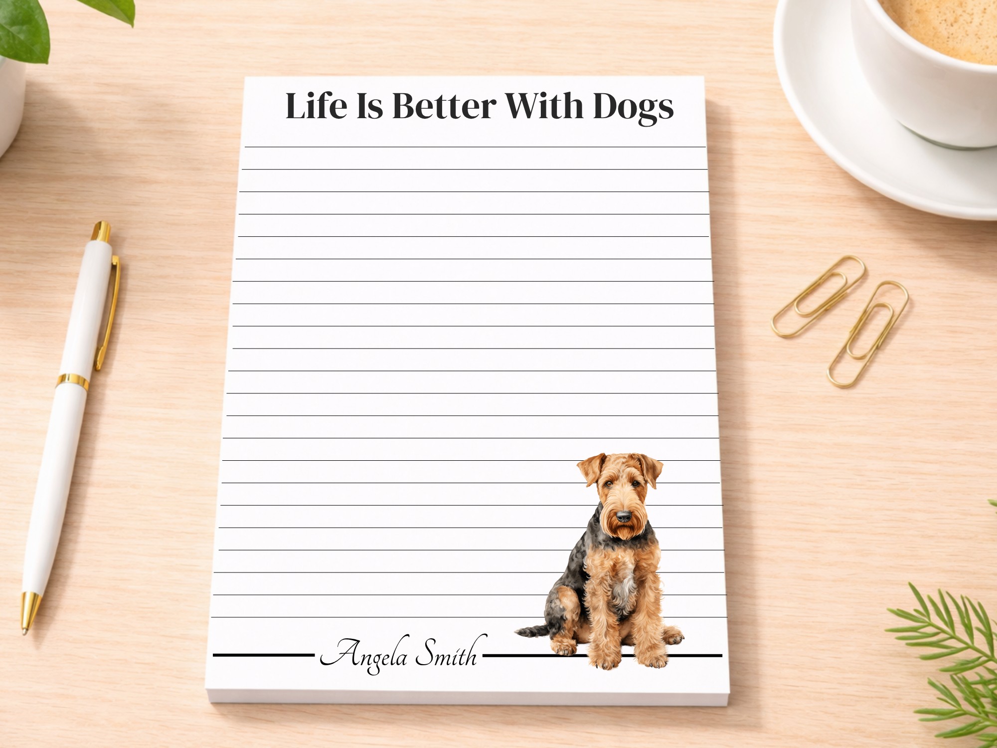 Personalized Airedale Notepad | Lined or Unlined