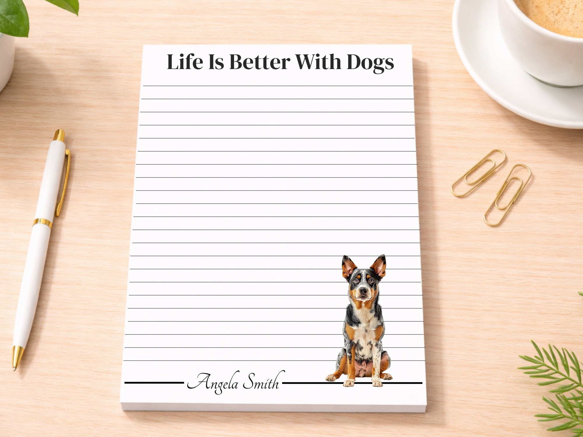 Personalized Australian Cattle Dog Notepad - Red | Lined or Unlined