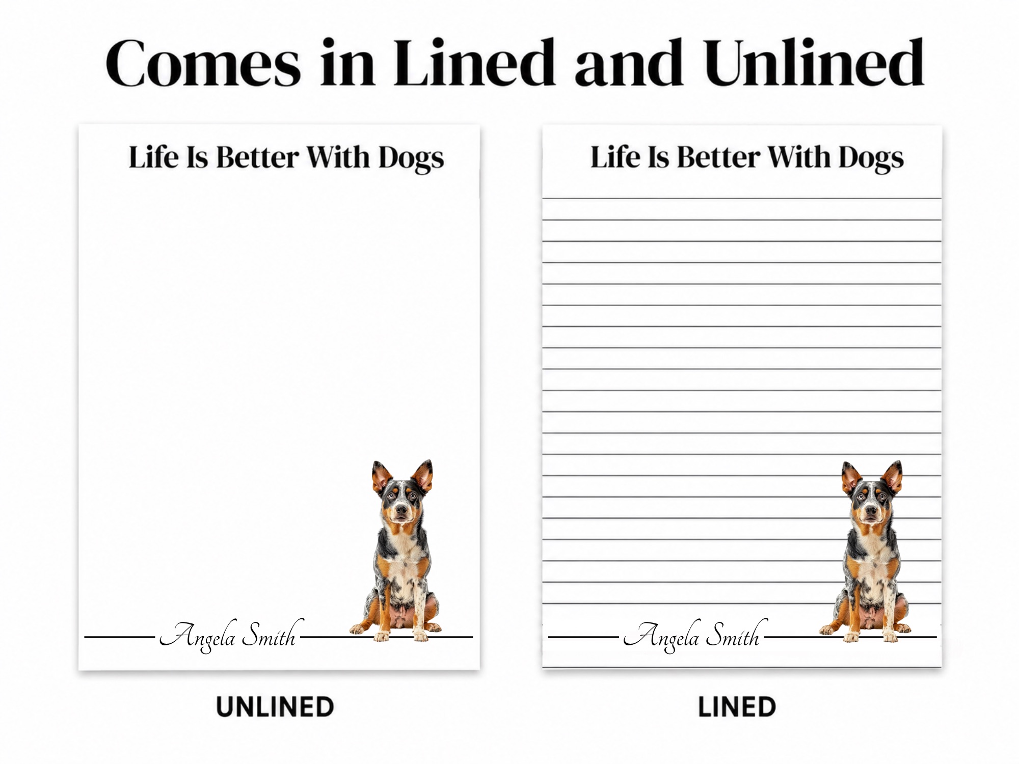 Personalized Australian Cattle Dog Notepad - Red | Lined or Unlined