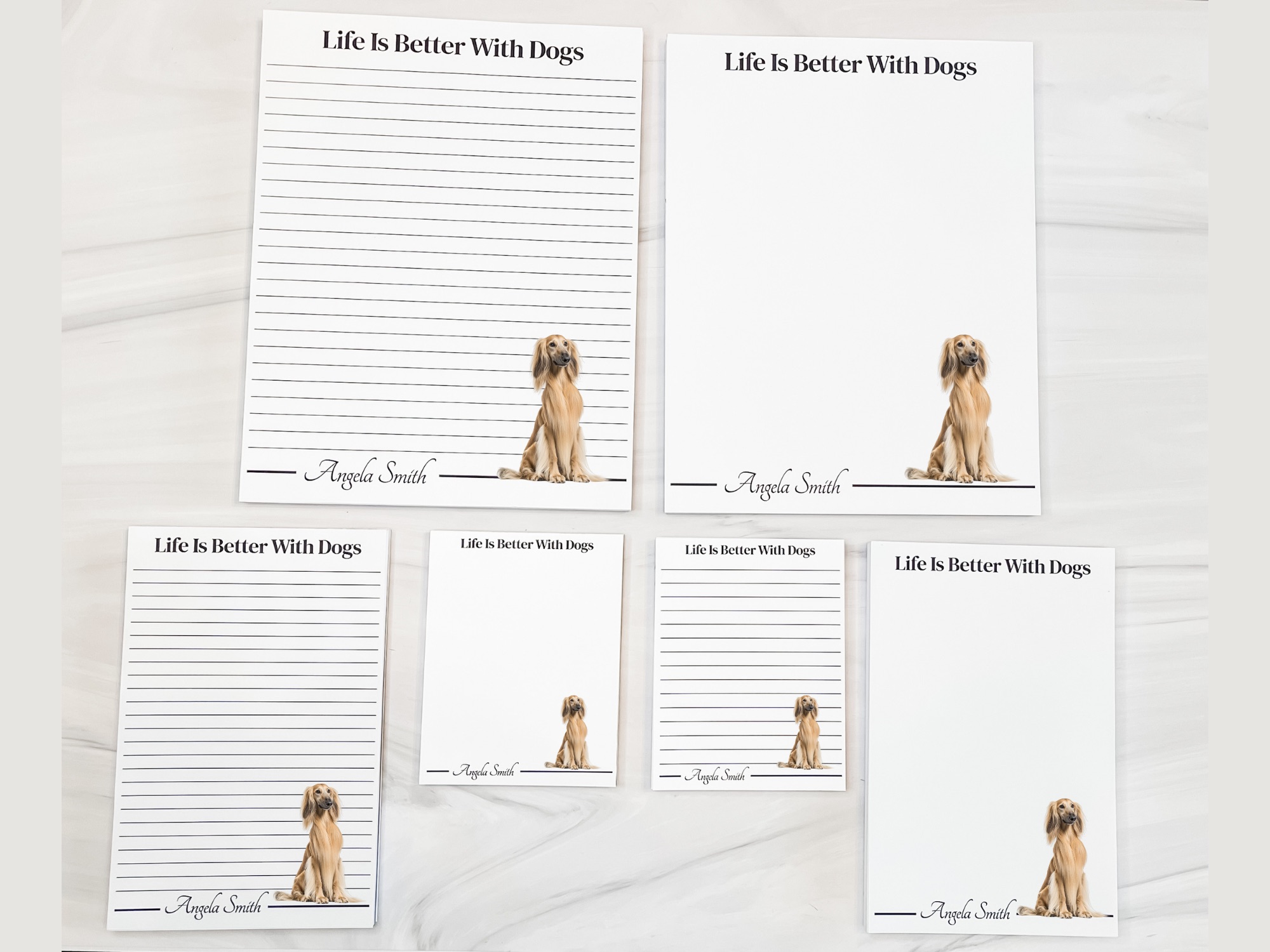Personalized Afghan Hound Notepad - Cream | Lined or Unlined