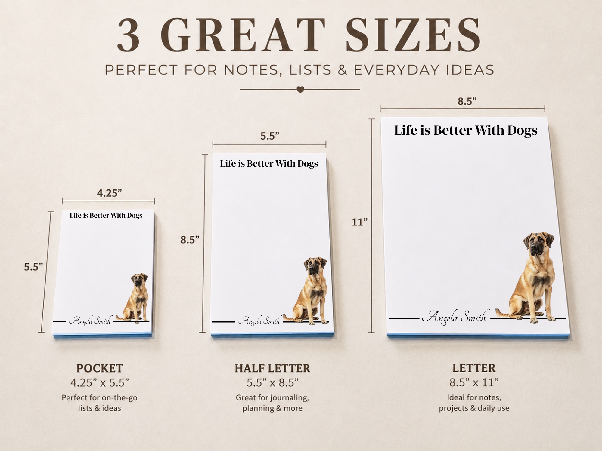Personalized Anatolian Shepherd Dog Notepad | Lined or Unlined
