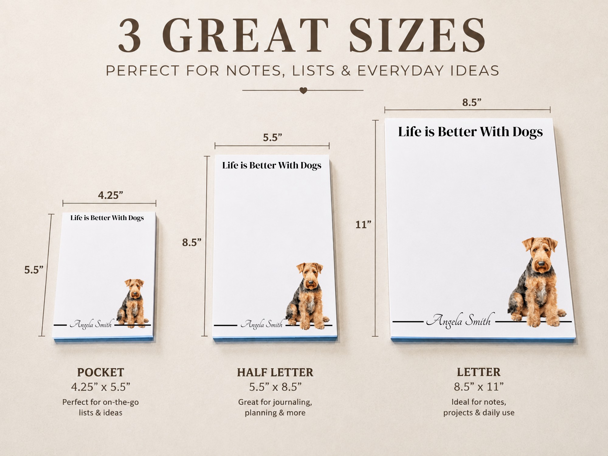 Personalized Airedale Notepad | Lined or Unlined
