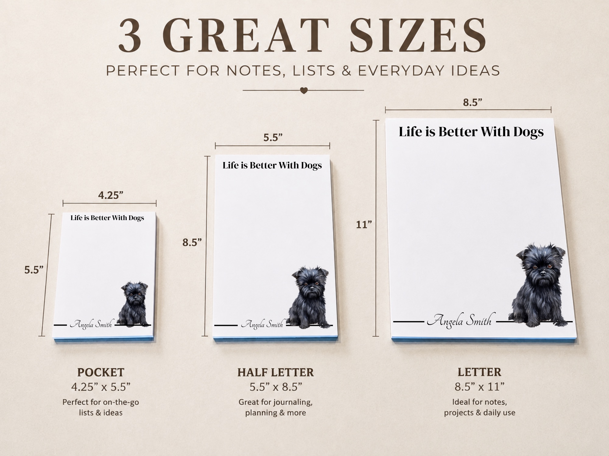 Personalized Affenpinscher Notepad | Lined or Unlined