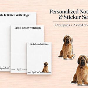 Briard Fawn Stationery Gift Box | Personalized Notepads and Vinyl Dog Stickers