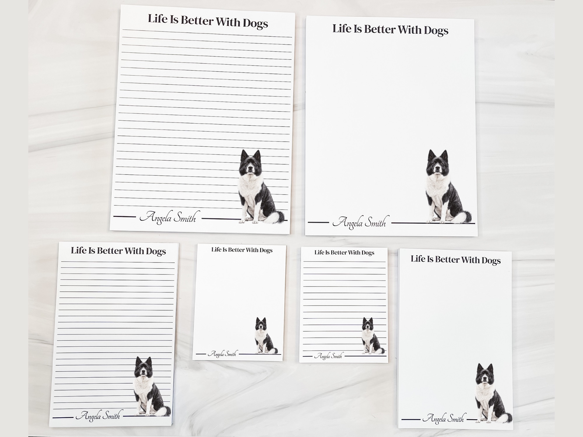 Personalized Akita Notepad - Gray | Lined or Unlined