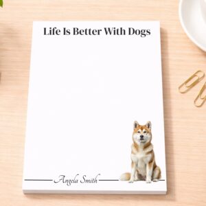 Personalized Akita Notepad - Tan | Lined or Unlined