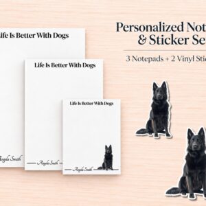 Belgian Sheepdog Stationery Gift Box | Personalized Notepads and Vinyl Dog Stickers