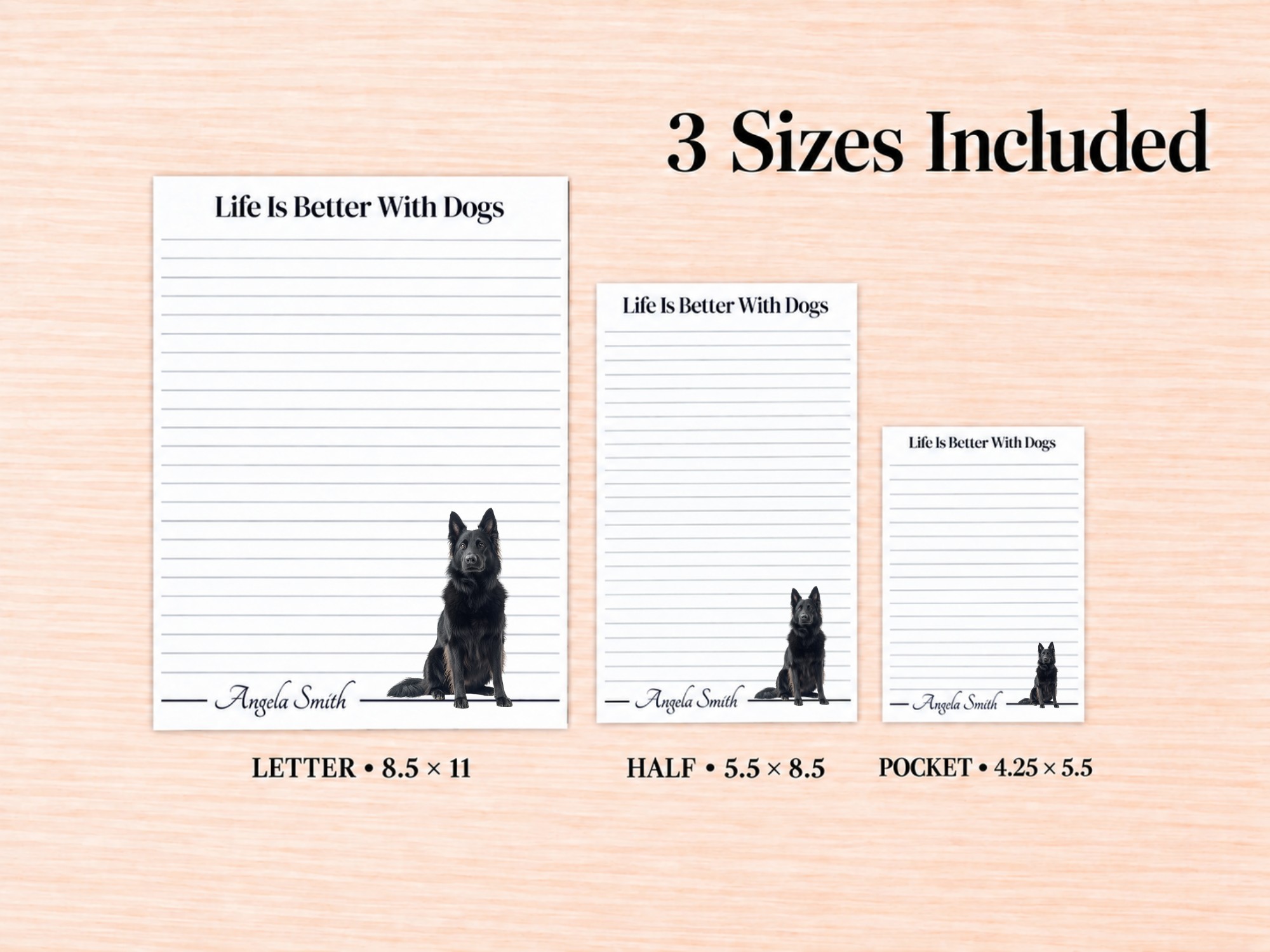 Belgian Sheepdog Stationery Gift Box | Personalized Notepads and Vinyl Dog Stickers