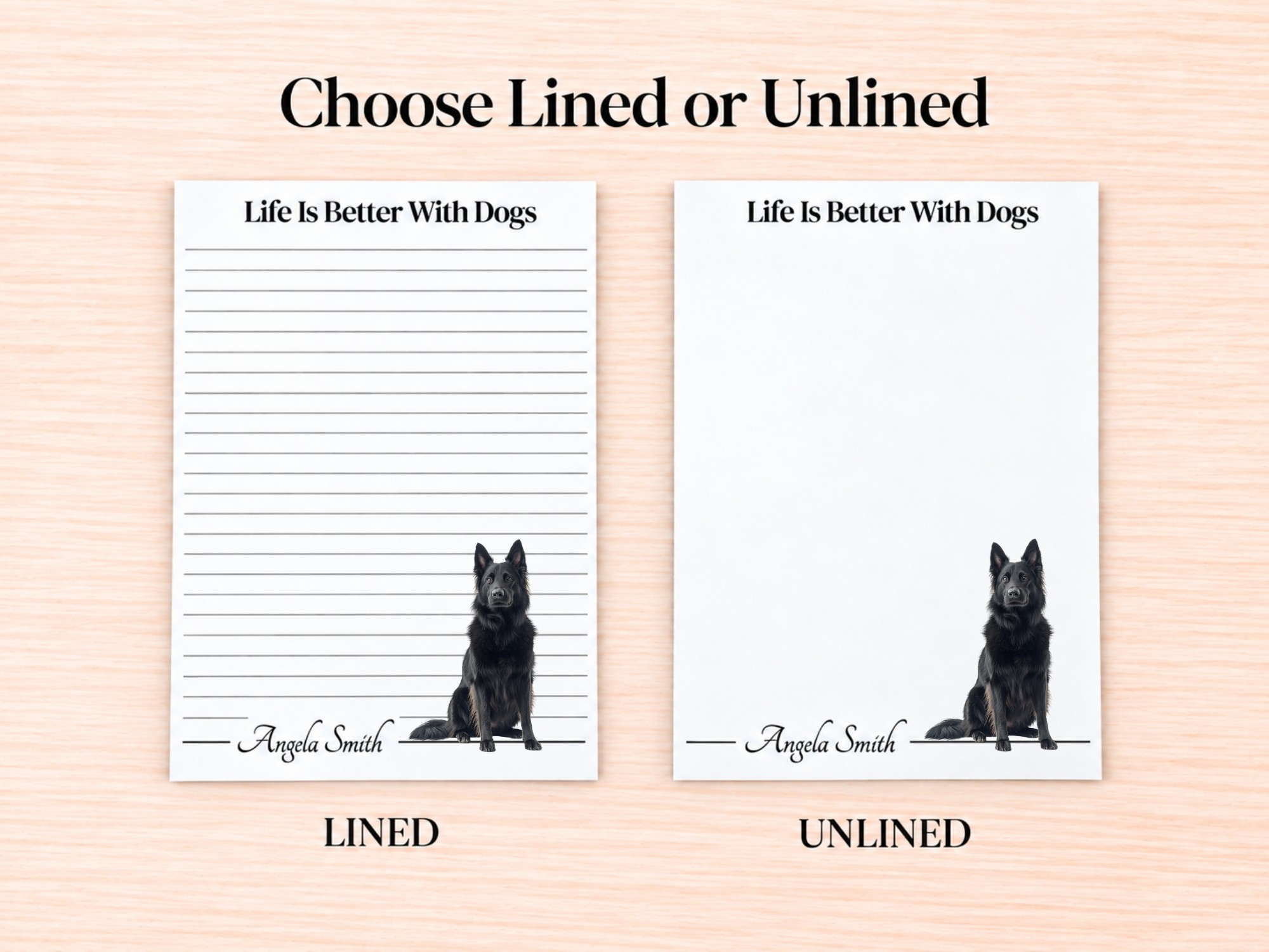 Belgian Sheepdog Stationery Gift Box | Personalized Notepads and Vinyl Dog Stickers