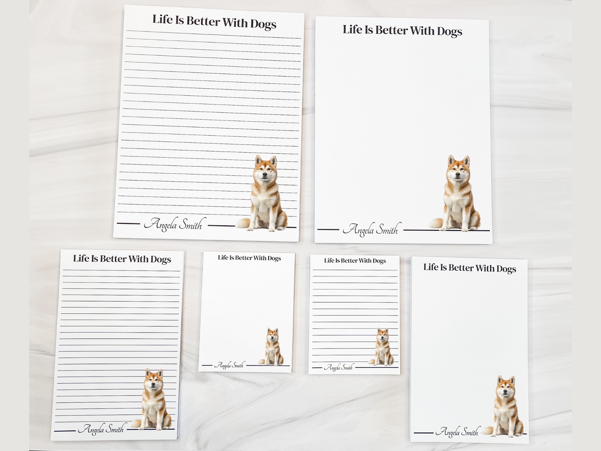 Personalized Akita Notepad - Tan | Lined or Unlined