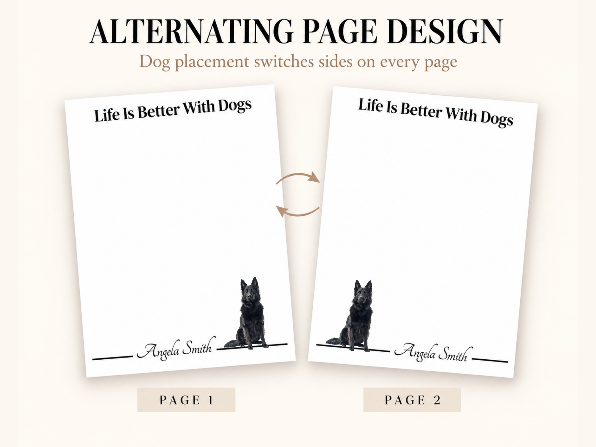 Belgian Sheepdog Stationery Gift Box | Personalized Notepads and Vinyl Dog Stickers