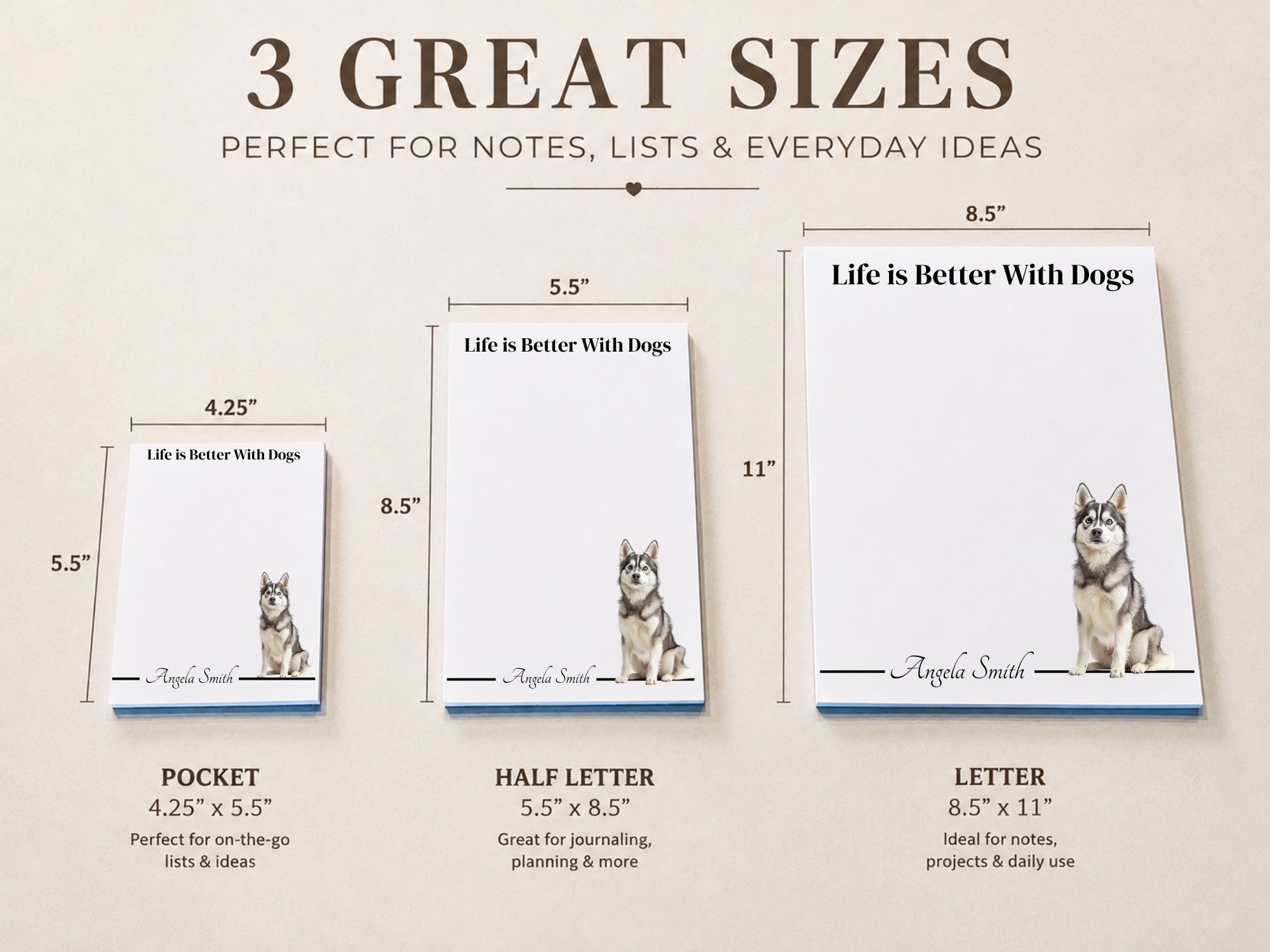Personalized Alaskan Klee Kai Notepad | Lined or Unlined