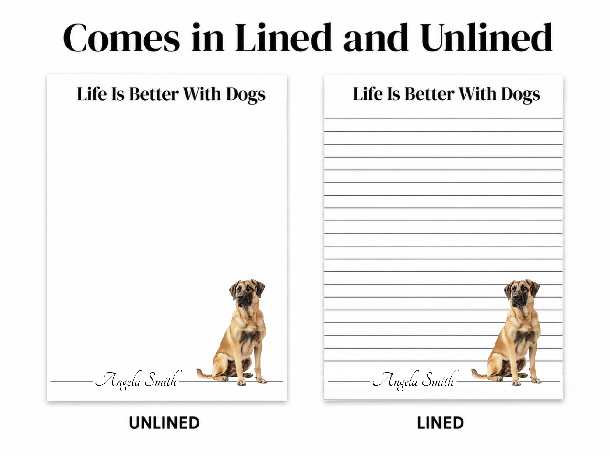 Personalized Anatolian Shepherd Dog Notepad | Lined or Unlined