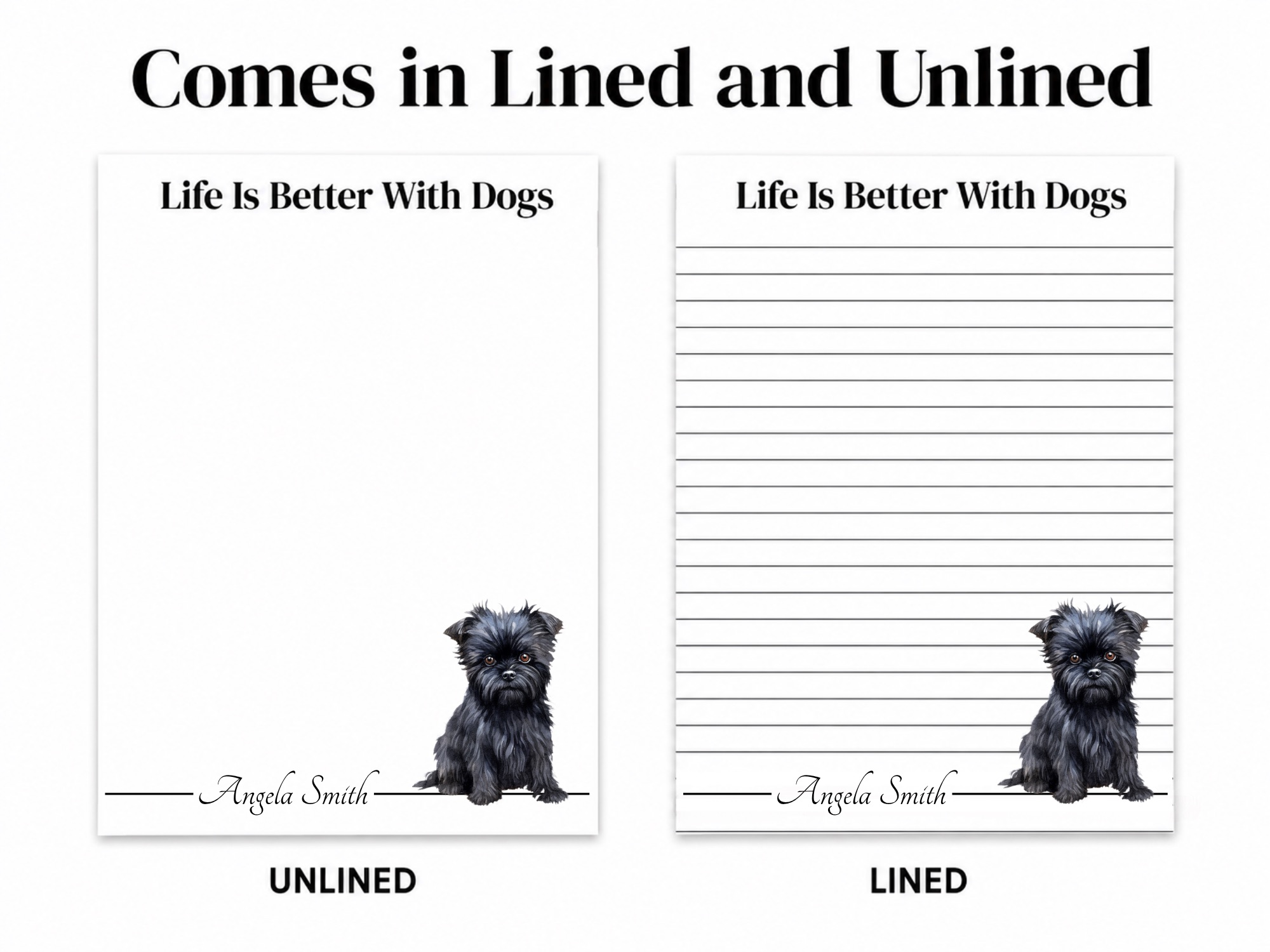 Personalized Affenpinscher Notepad | Lined or Unlined