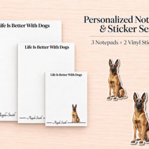 Belgian Malinois Stationery Gift Box | Personalized Notepads and Vinyl Dog Stickers