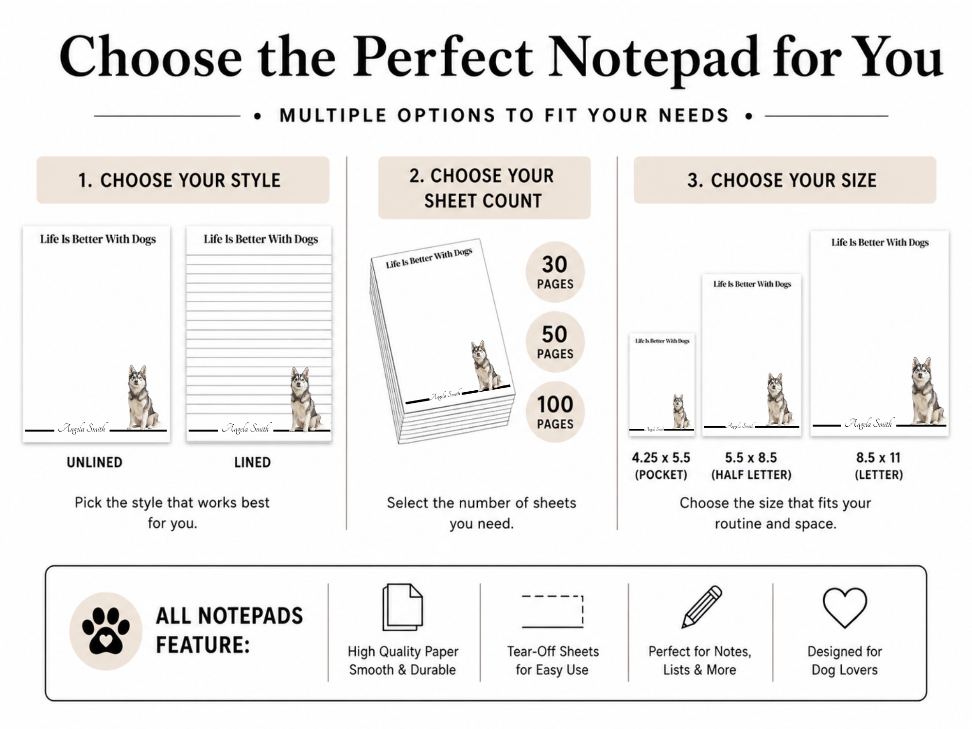 Personalized Alaskan Klee Kai Notepad | Lined or Unlined