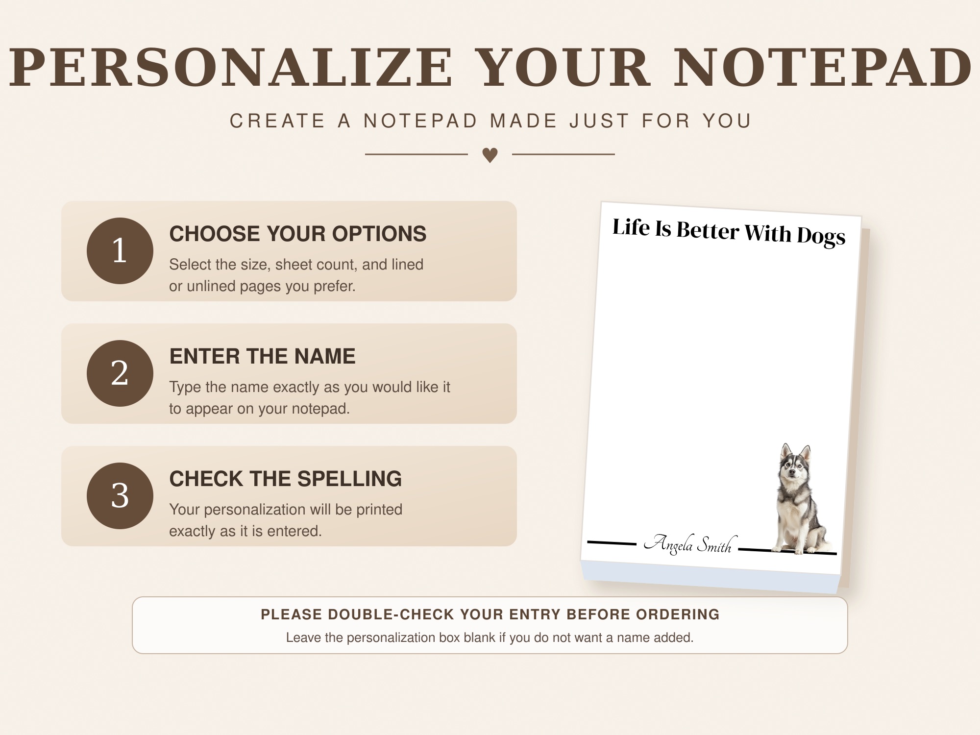 Personalized Alaskan Klee Kai Notepad | Lined or Unlined