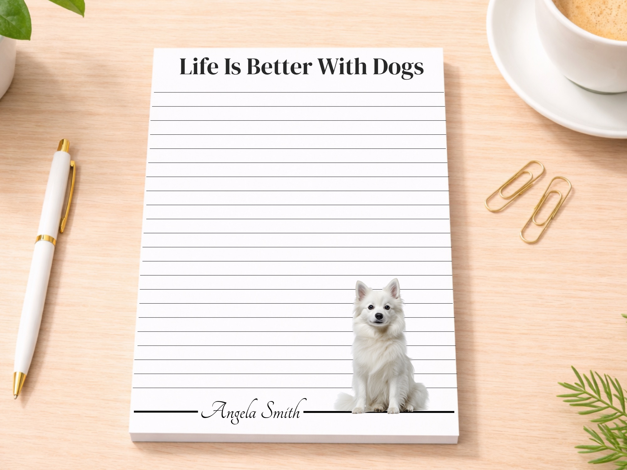 Personalized American Eskimo Notepad | Lined or Unlined