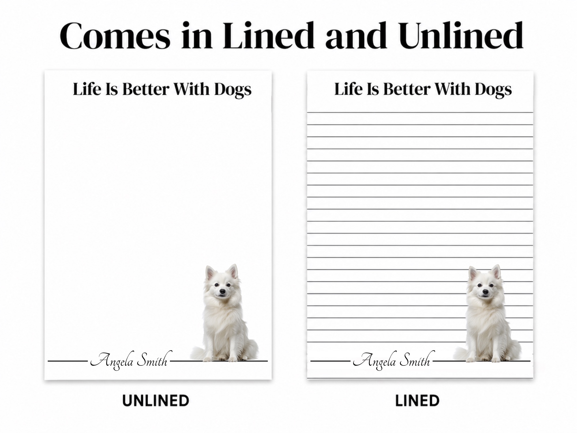 Personalized American Eskimo Notepad | Lined or Unlined