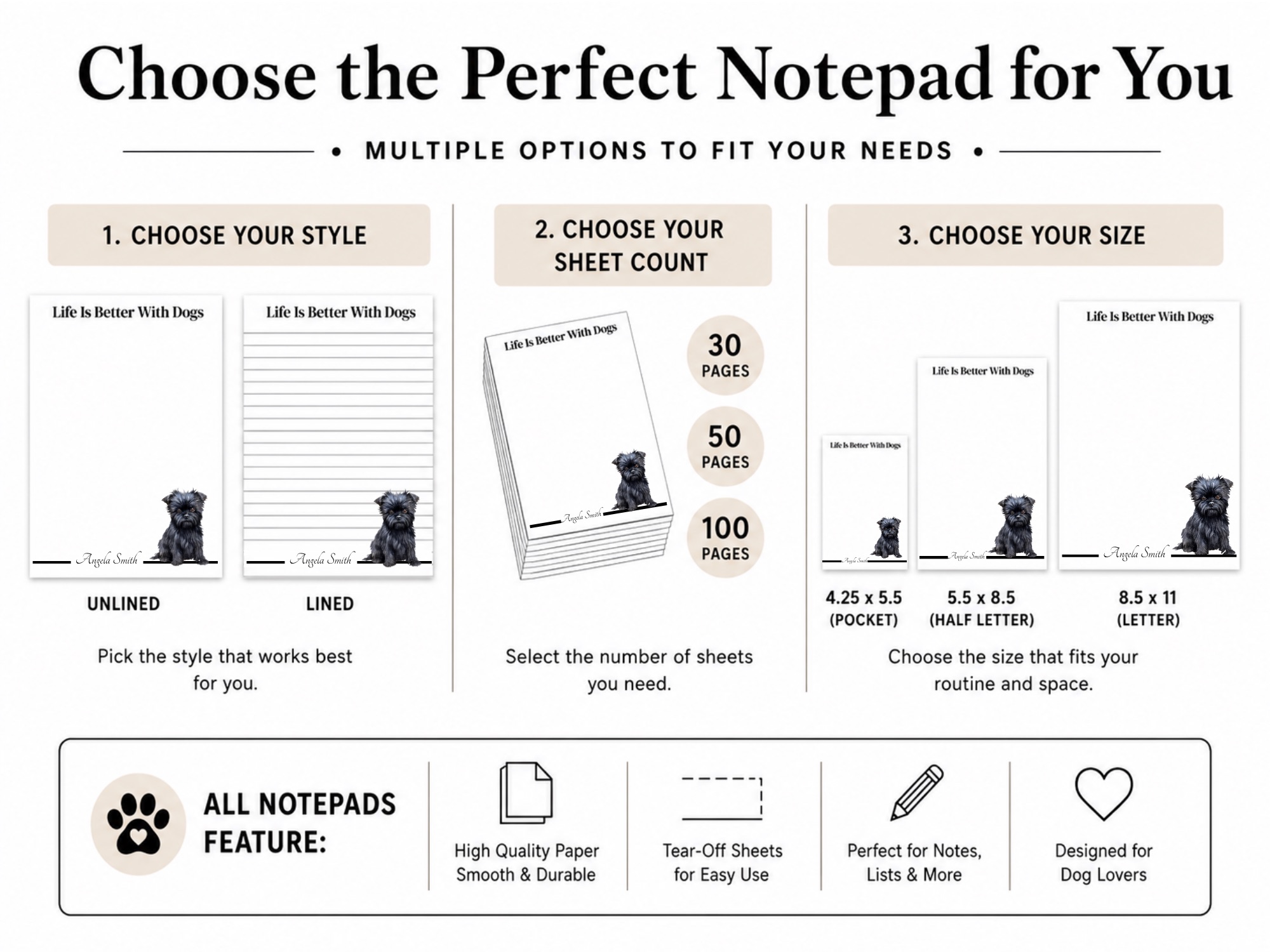 Personalized Affenpinscher Notepad | Lined or Unlined