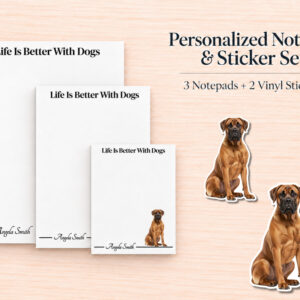 Boerboel Stationery Gift Box | Personalized Notepads and Vinyl Dog Stickers