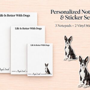 Basenji Stationery Gift Box - Black | Personalized Notepads and Vinyl Dog Stickers