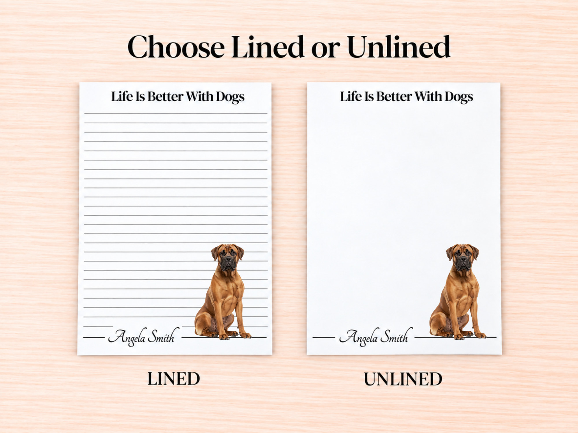 Boerboel Stationery Gift Box | Personalized Notepads and Vinyl Dog Stickers