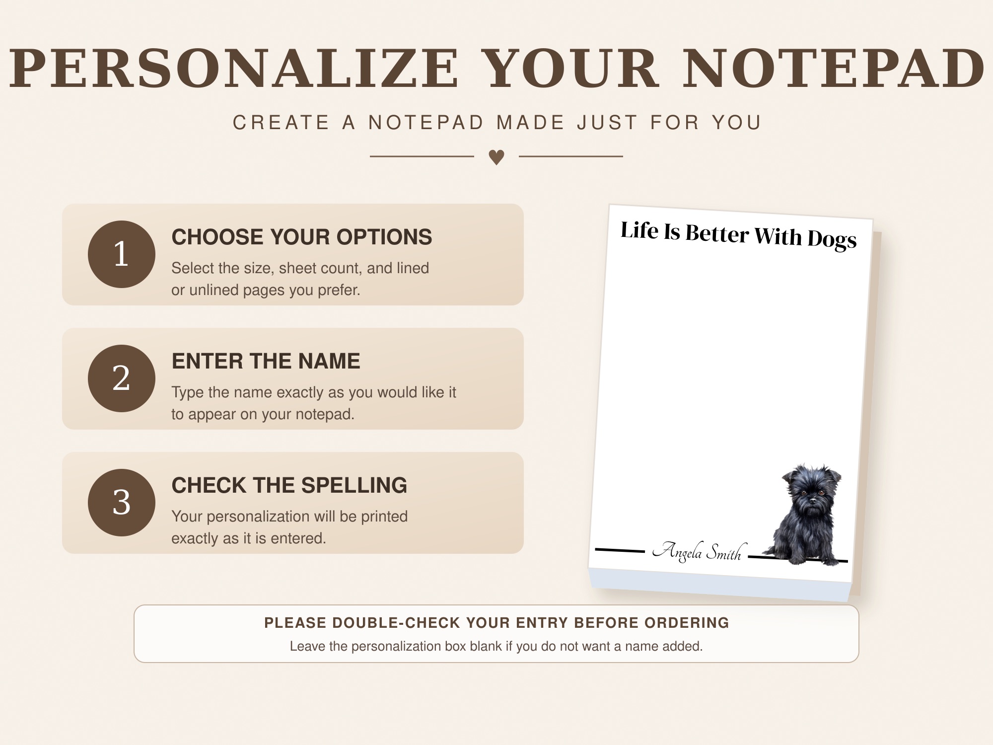 Personalized Affenpinscher Notepad | Lined or Unlined