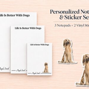 Afghan Hound - Cream Stationery Gift Box | Personalized Notepads and Vinyl Dog Stickers