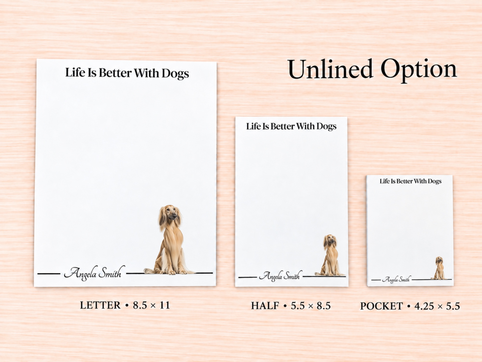 Afghan Hound - Cream Stationery Gift Box | Personalized Notepads and Vinyl Dog Stickers