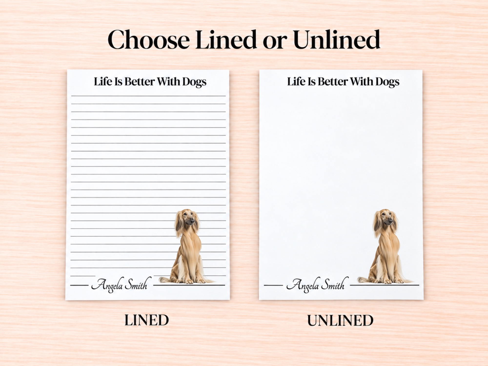 Afghan Hound - Cream Stationery Gift Box | Personalized Notepads and Vinyl Dog Stickers