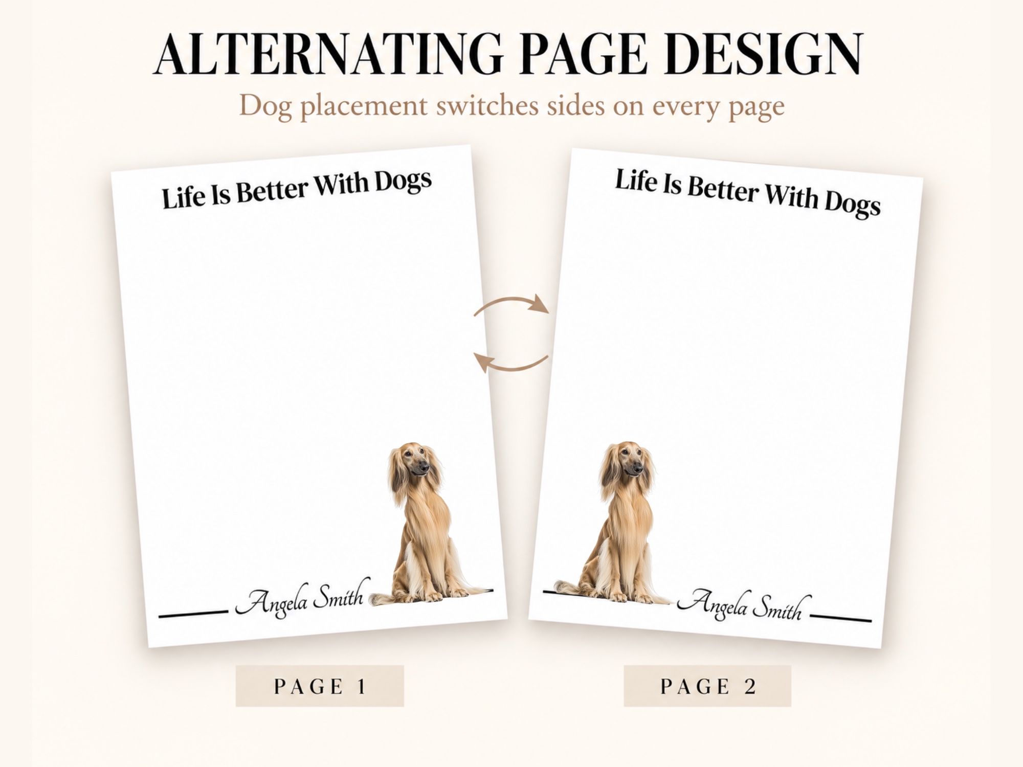 Afghan Hound - Cream Stationery Gift Box | Personalized Notepads and Vinyl Dog Stickers