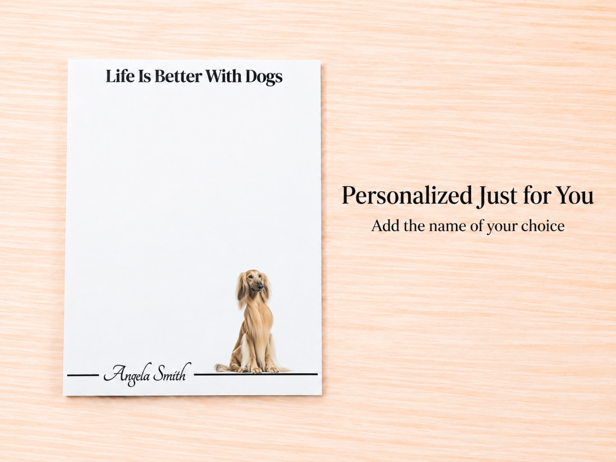 Afghan Hound - Cream Stationery Gift Box | Personalized Notepads and Vinyl Dog Stickers