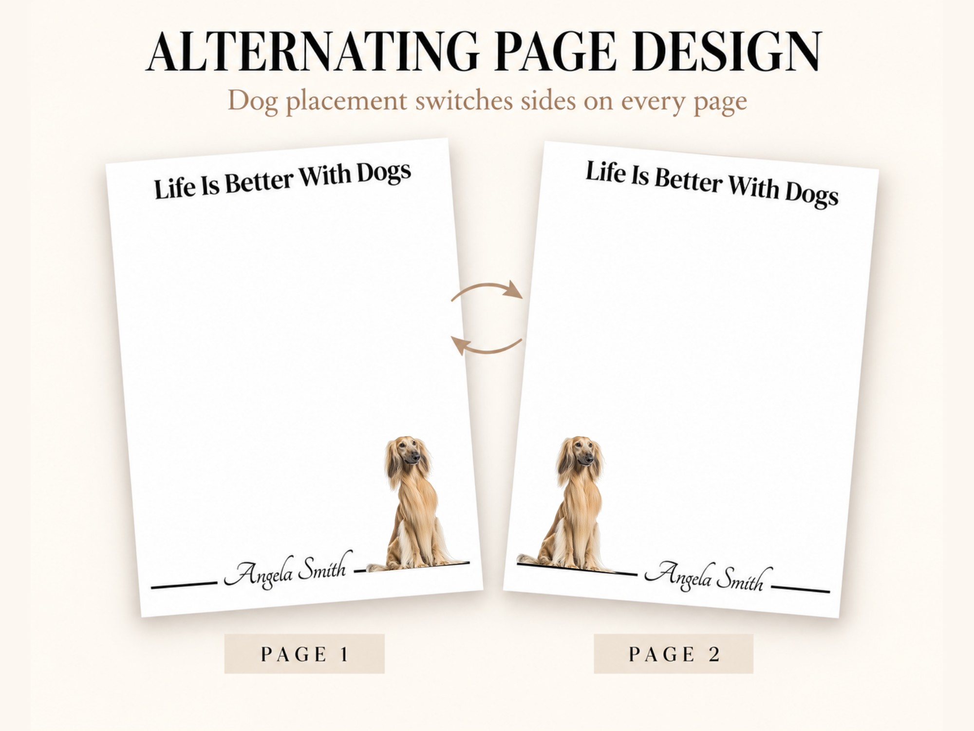 Personalized Afghan Hound Notepad - Cream | Lined or Unlined