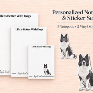 Akita - Gray Stationery Gift Box | Personalized Notepads and Vinyl Dog Stickers