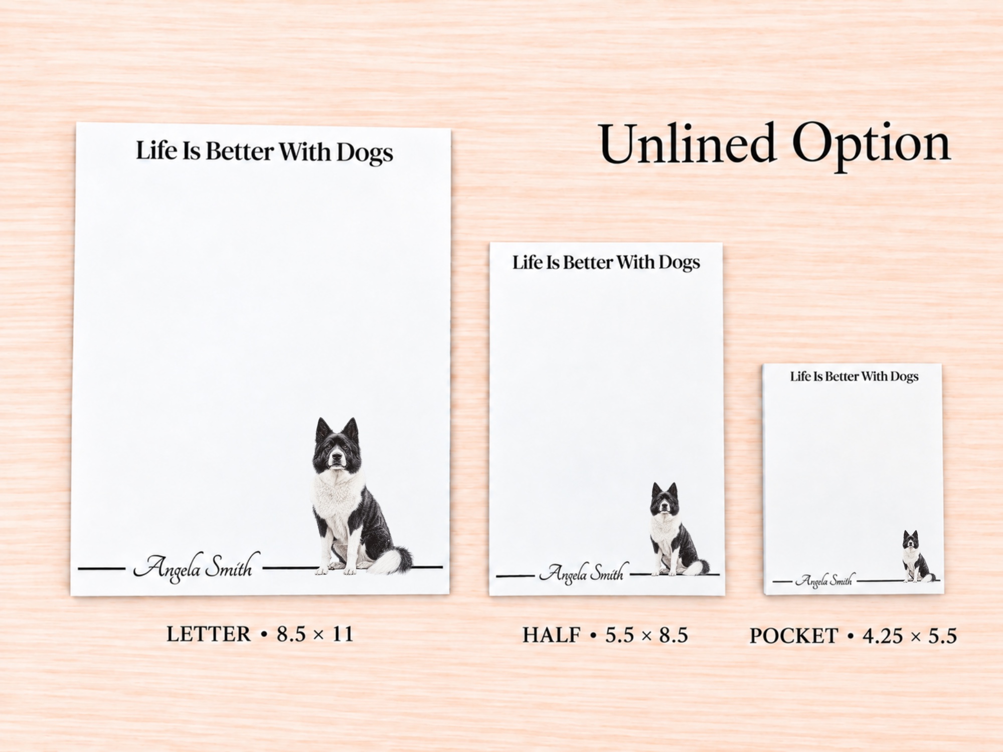 Akita - Gray Stationery Gift Box | Personalized Notepads and Vinyl Dog Stickers