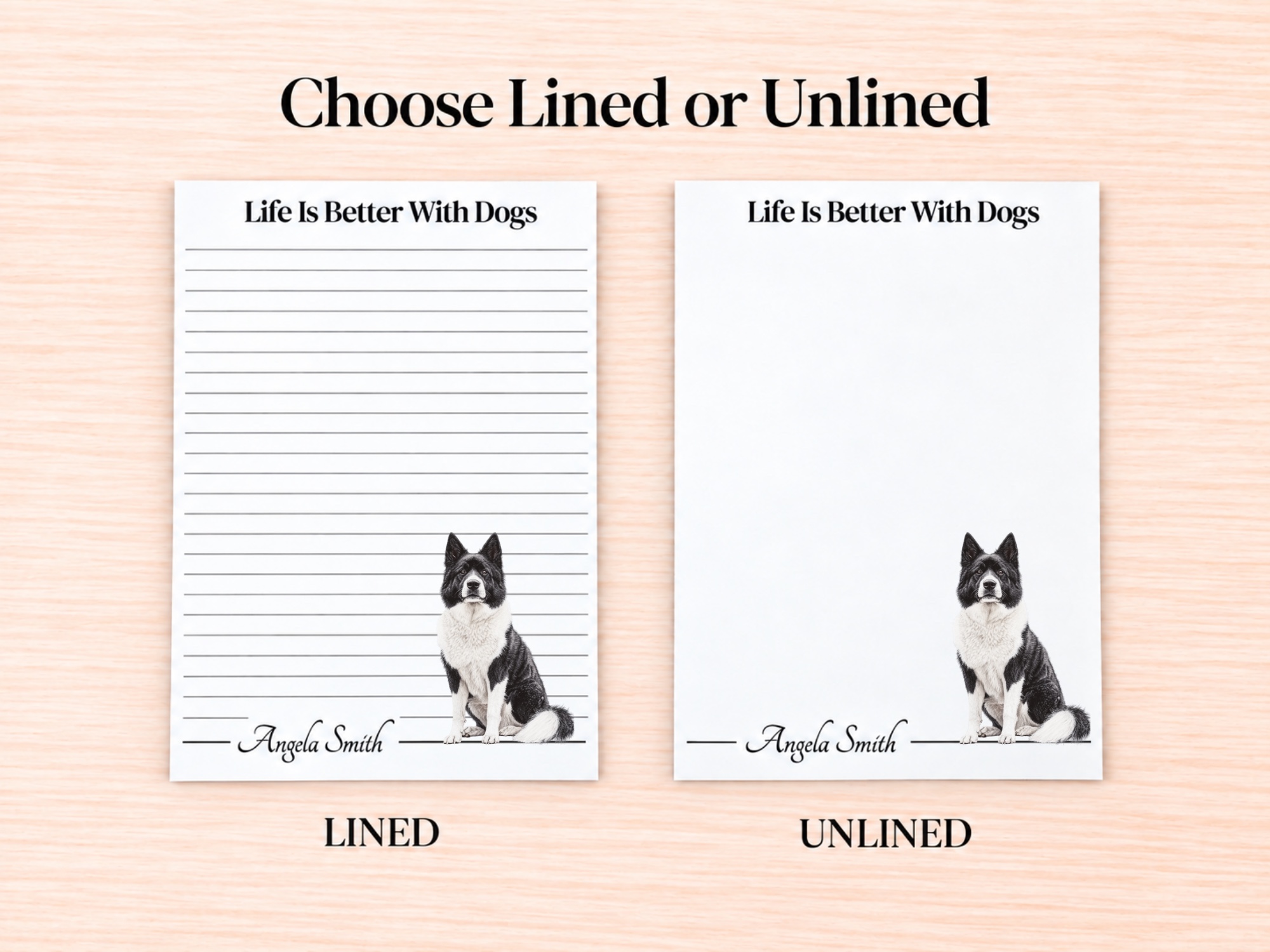 Akita - Gray Stationery Gift Box | Personalized Notepads and Vinyl Dog Stickers