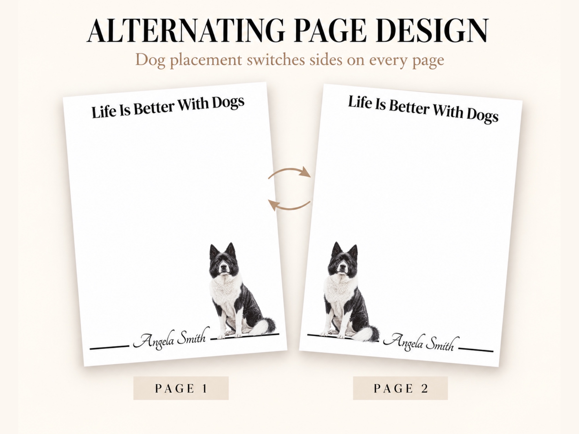 Akita - Gray Stationery Gift Box | Personalized Notepads and Vinyl Dog Stickers