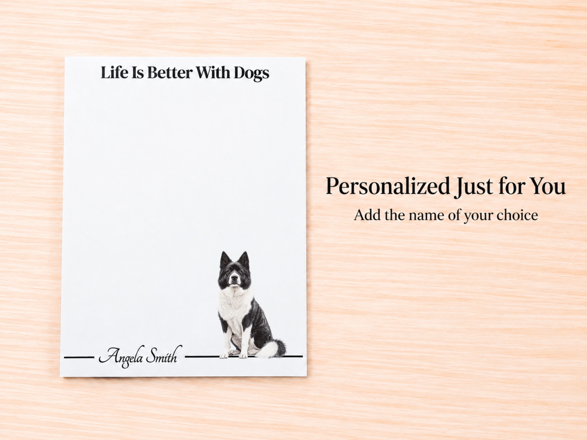 Akita - Gray Stationery Gift Box | Personalized Notepads and Vinyl Dog Stickers