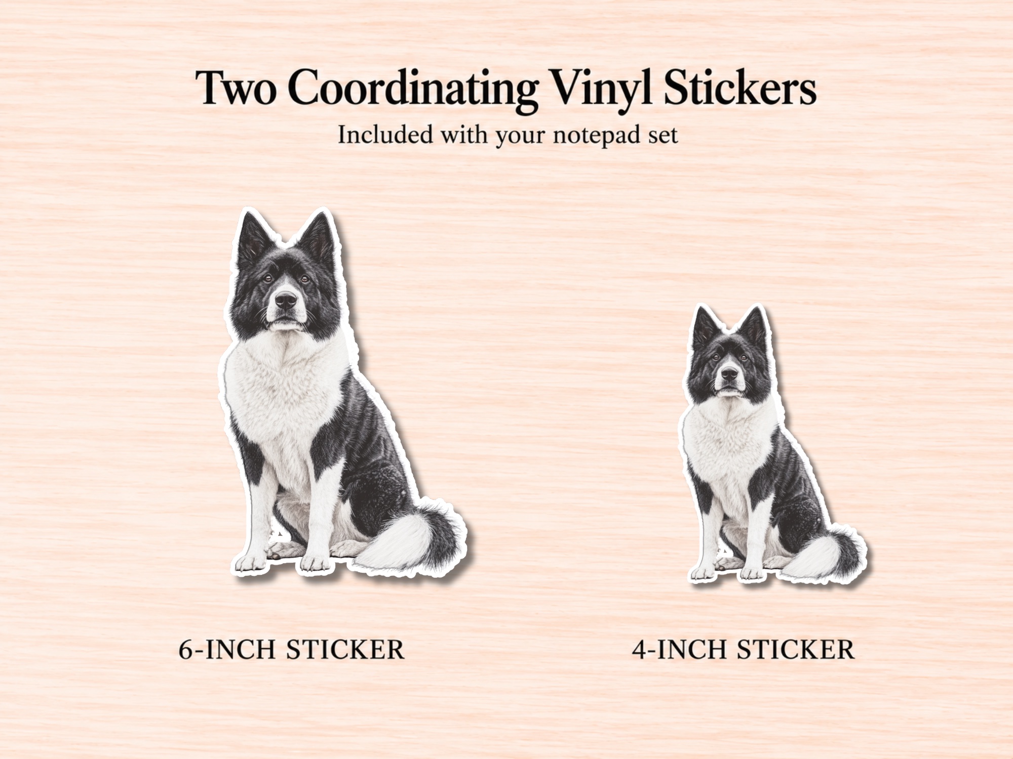 Akita - Gray Stationery Gift Box | Personalized Notepads and Vinyl Dog Stickers