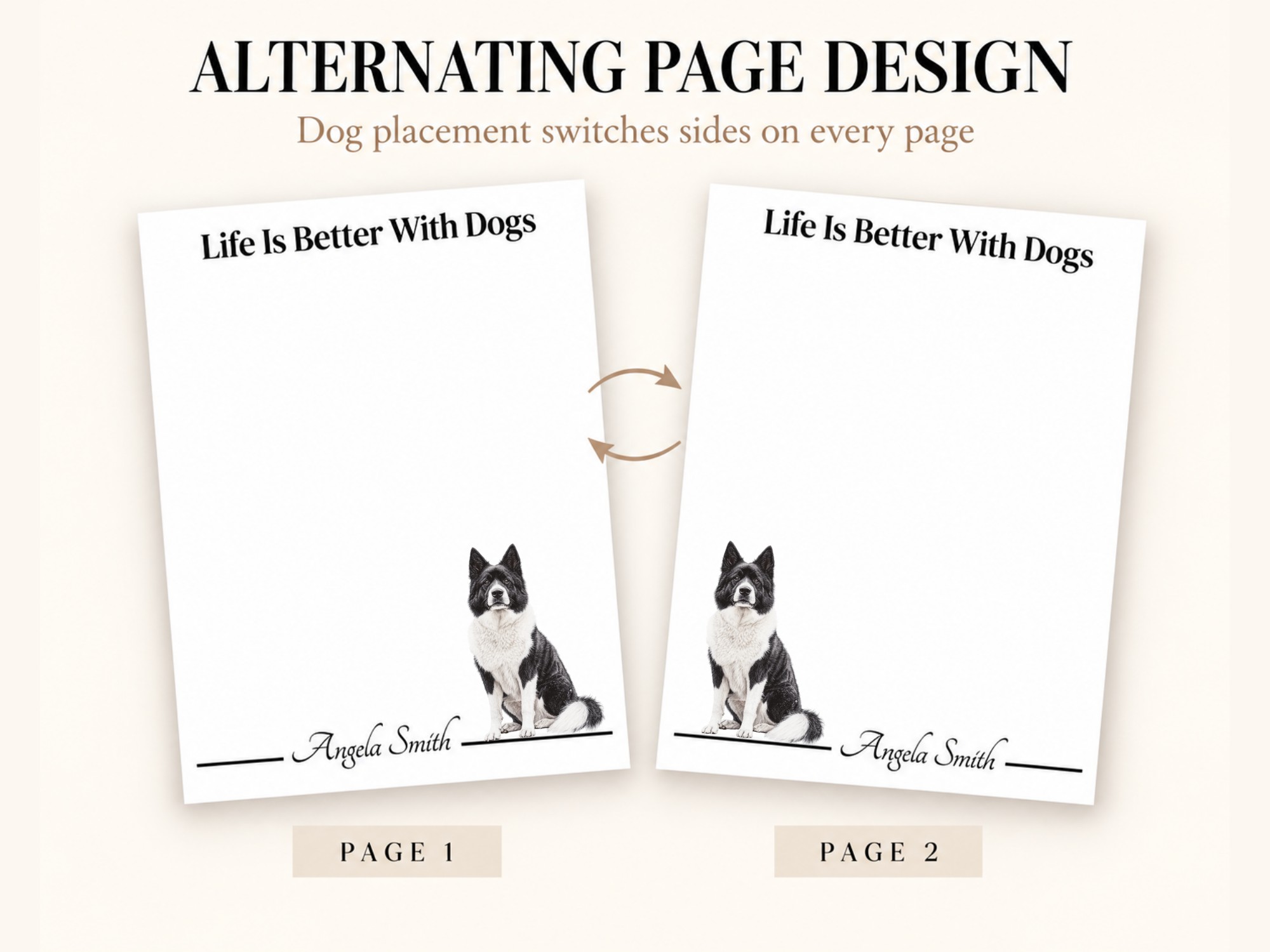 Personalized Akita Notepad - Gray | Lined or Unlined